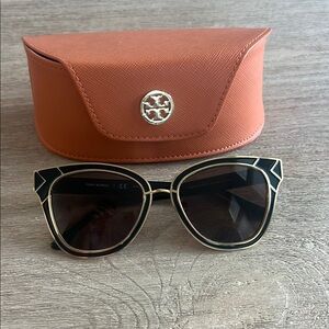 Tory Burch Gold and Black Cat-Eye Sunglasses